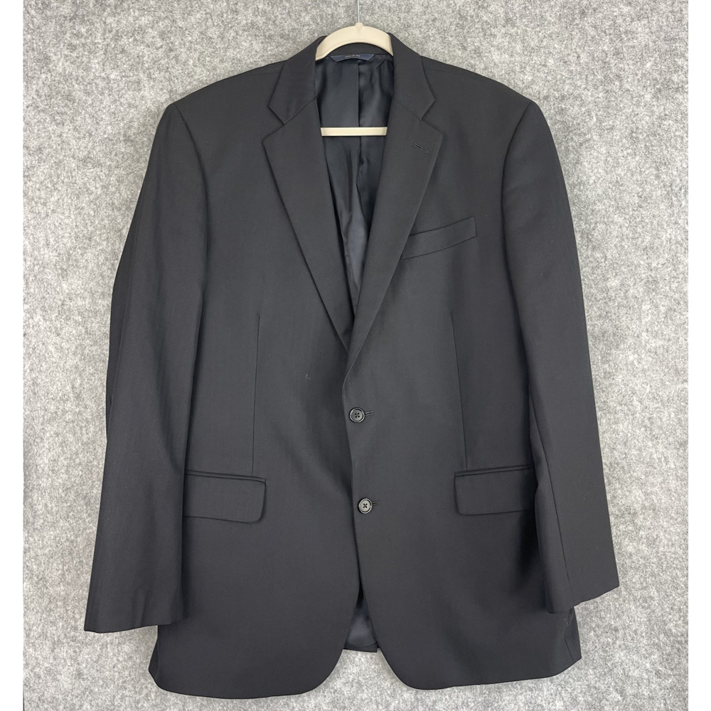 Brooks Brothers 1818 Madison Saxxon Wool Blazer Men 44L Black Herringbone‎ USA